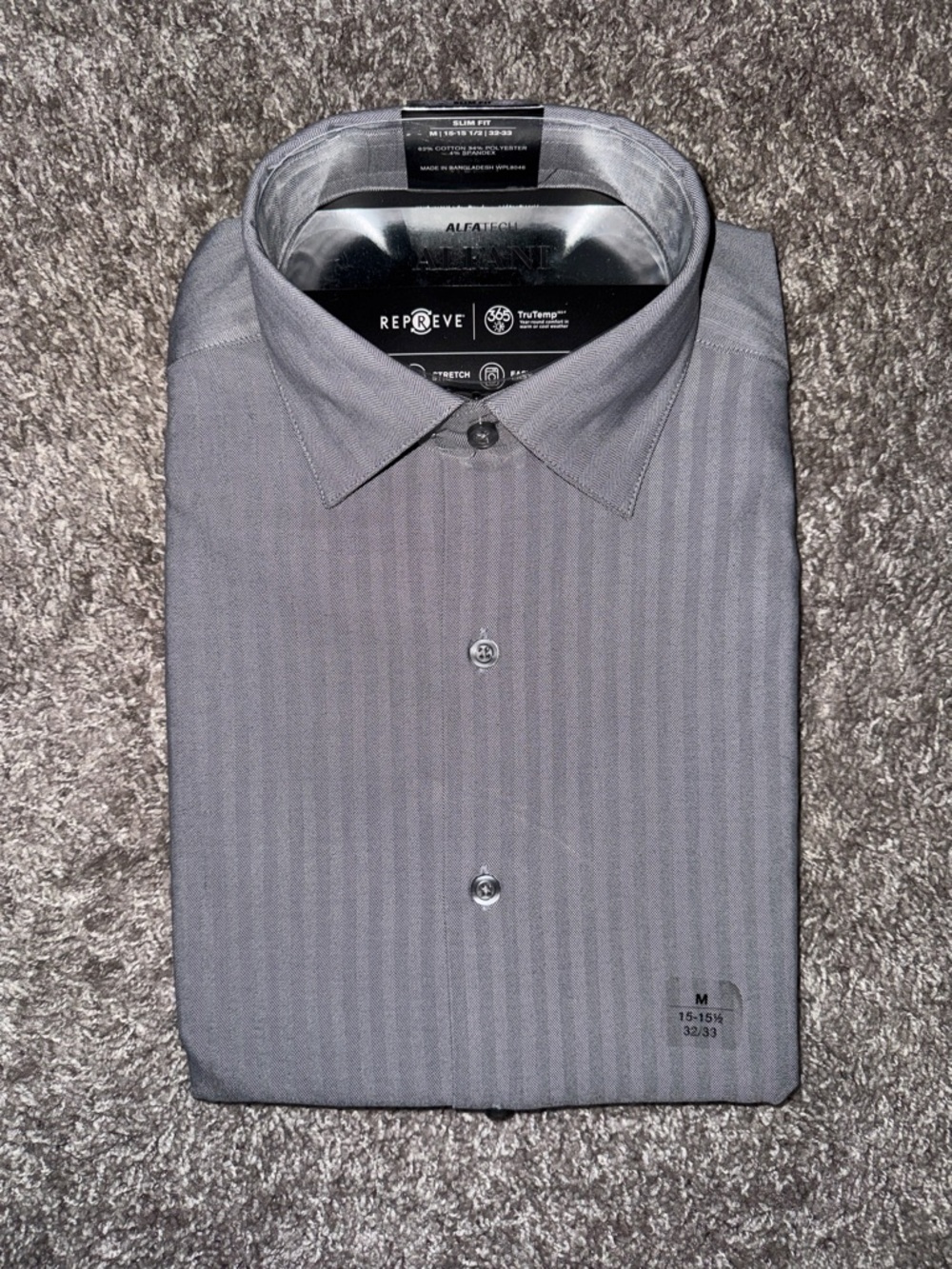 Alfani Men’s Charcoal Gray Subtle Striped Dress Shirt